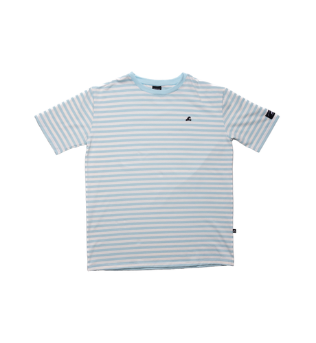 Hello Stranger Holiday Stripe Box Tee -  Turquoise White Stripe