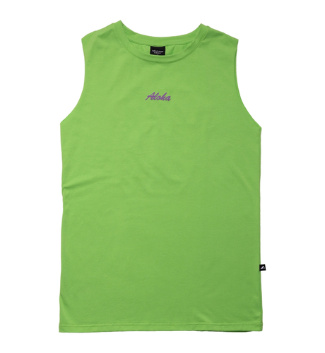 Hello Stranger Aloha Muscle Tee - Lime