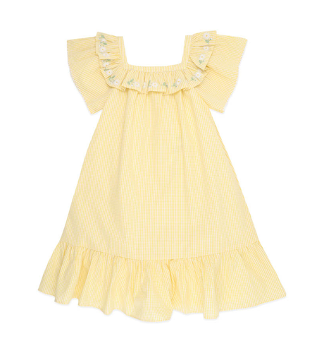 Bebe Libby Check Dress with Embroidered Yoke