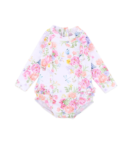 Minihaha Bianca White L/S Baby Sunsuit