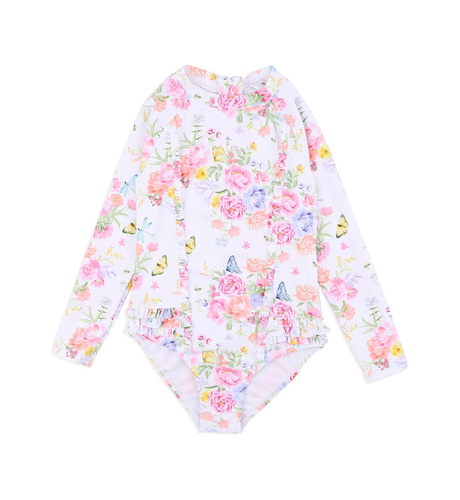 Minihaha Bianca White L/S Sunsuit