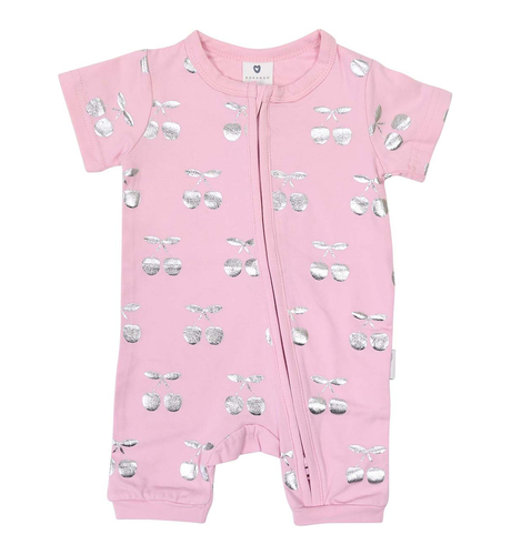 Korango Cherry Zip S/S Romper - Pink