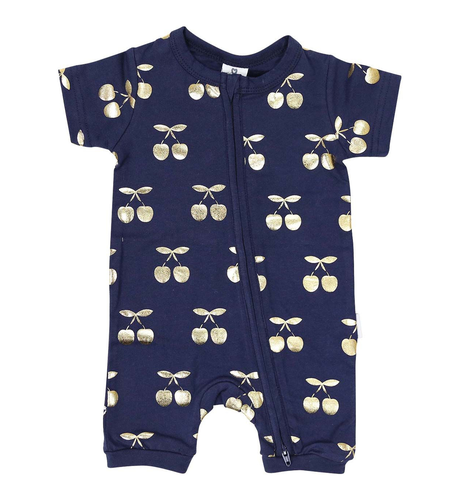 Korango Cherry Zip S/S Romper - Navy
