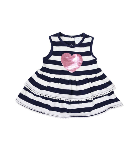 Korango Heart Dress - Navy/White Stripe