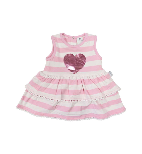 Korango Heart Dress - Pink/White Stripe