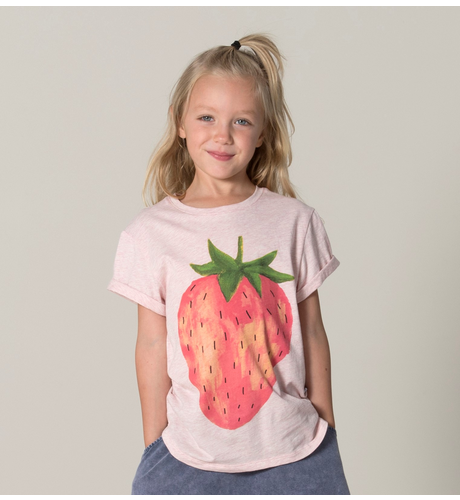 Minti Painted Strawberry Drop Tee - Pink Marle
