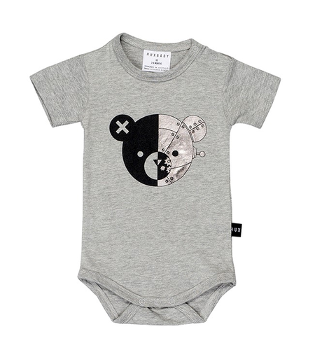 Huxbaby Robo Bear Onesie-Grey Marle