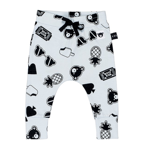 Huxbaby Patches Drop Crotch Pant-Sky