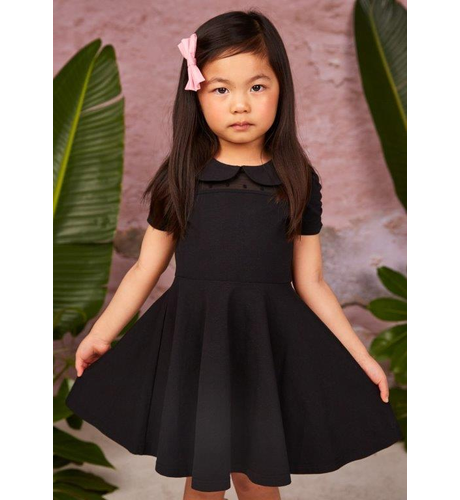 Rock Your Kid Gathered Sleeve Waisted Dress - Black