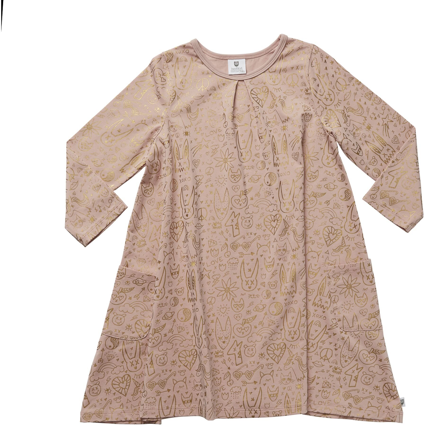 Hootkid Swing Dress Dusty Pink CLOTHINGGIRLGirls Dresses Kids