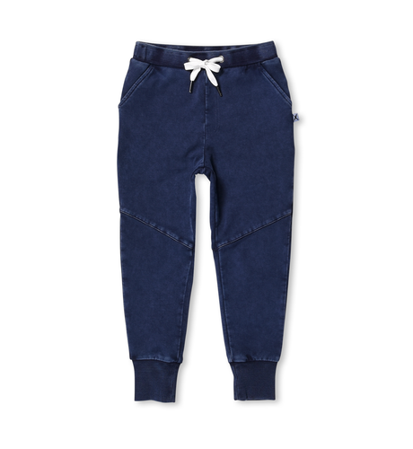 Minti Blasted Sliced Trackies - Bright Blue Wash