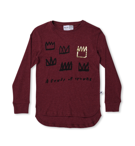 Minti Study Of Crowns Tee - Burnt Red Marle