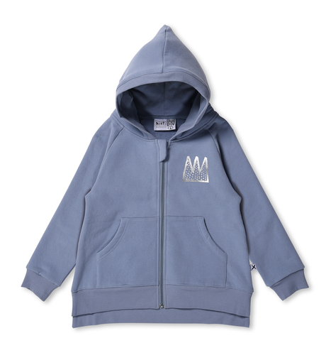Minti  Party Crown Furry Zip Up - Muted Blue