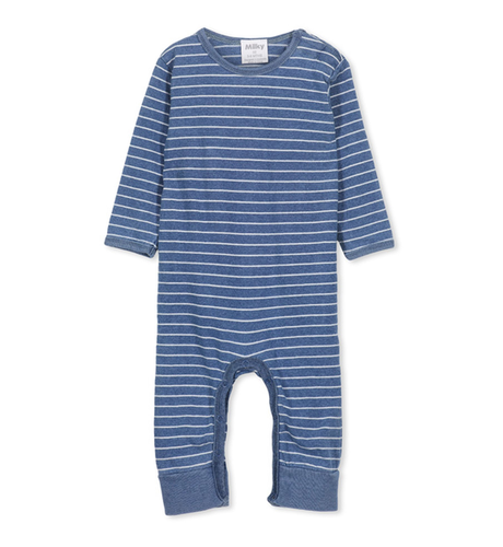 Milky Garment Dyed Stripe Romper - Blue Stripe
