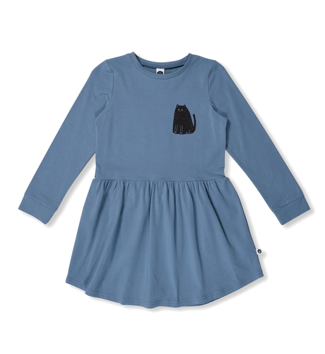 Littlehorn Tabby Cat Dress - Mid Blue