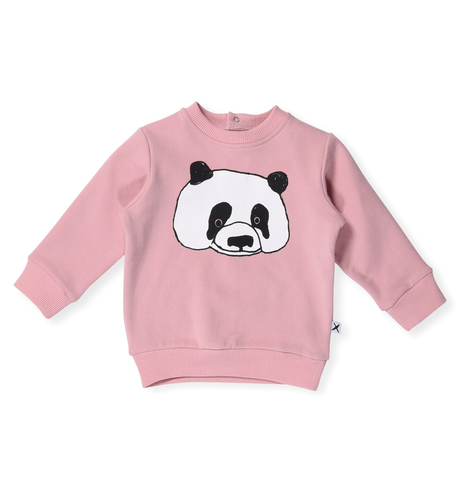 Minti Baby Cheeky Panda Furry Crew - Muted Pink