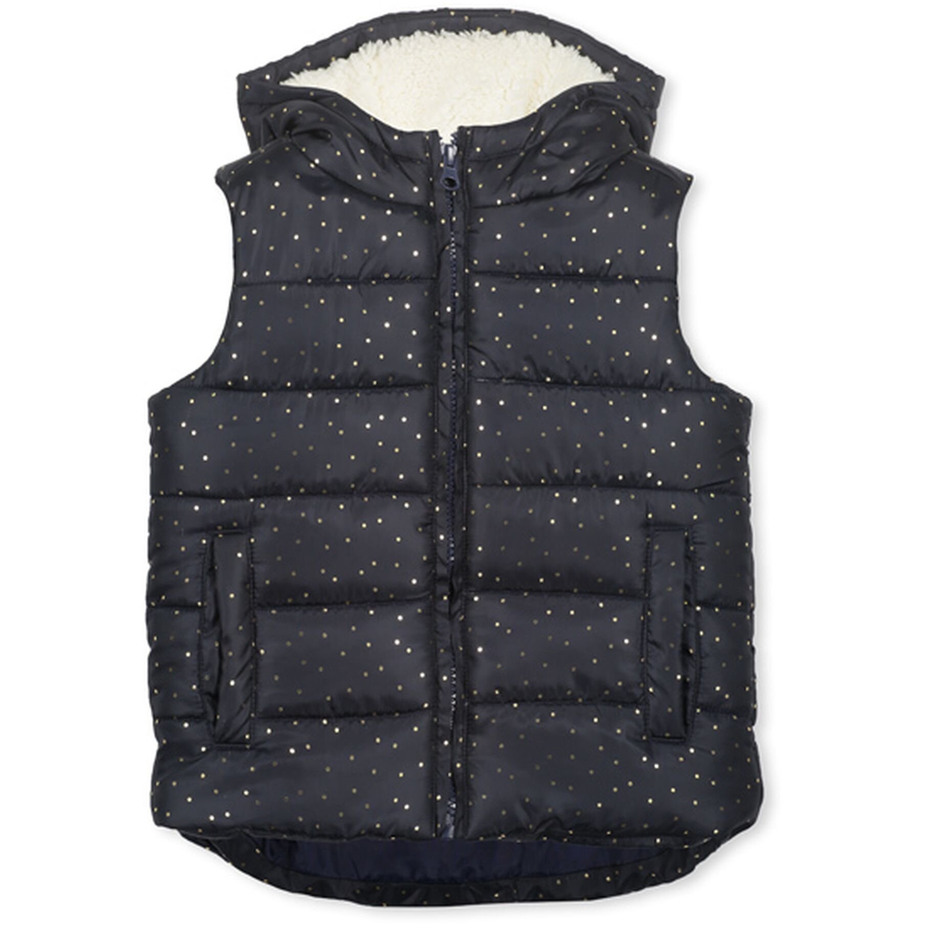 dark blue puffer vest