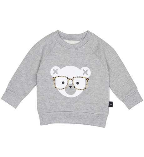 Huxbaby Nerd Bear Sweatshirt - Grey Marle