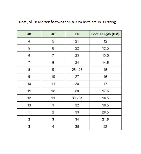 Size Guide Dr Martens Size 15 Size Guide Doc Martens Sizing Uk Dr