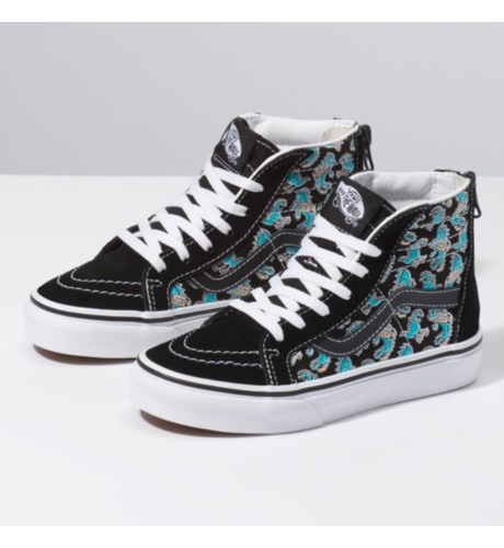 Vans Kids SK8-Hi Zip Vanosaur - Black/White