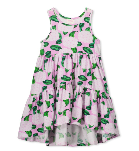 Milky Hydrangea Dress - Candy Pink/Green