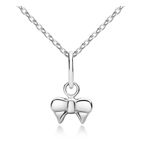 Ribbon Bow Pendant & Necklace - Silver