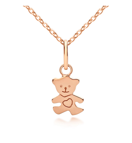 I (heart) Teddy Bear Pendant & Necklace - Rose Gold