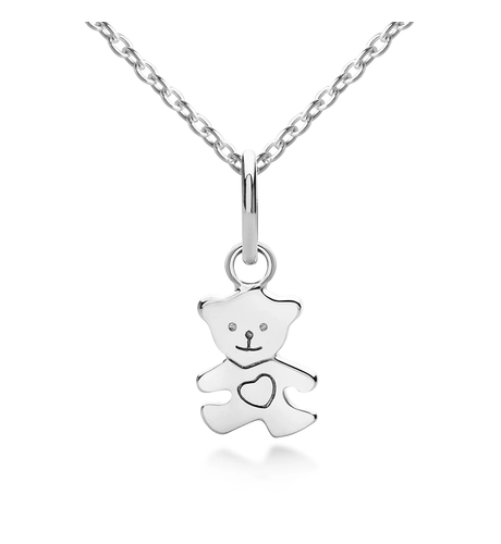 I (heart) Teddy Bear Pendant & Necklace - Silver