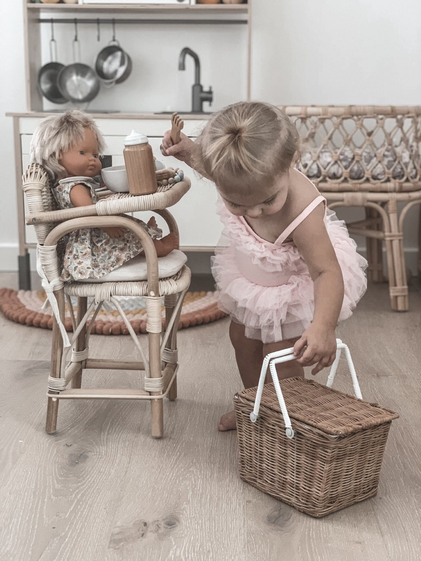 Rattan baby doll high chair clearance