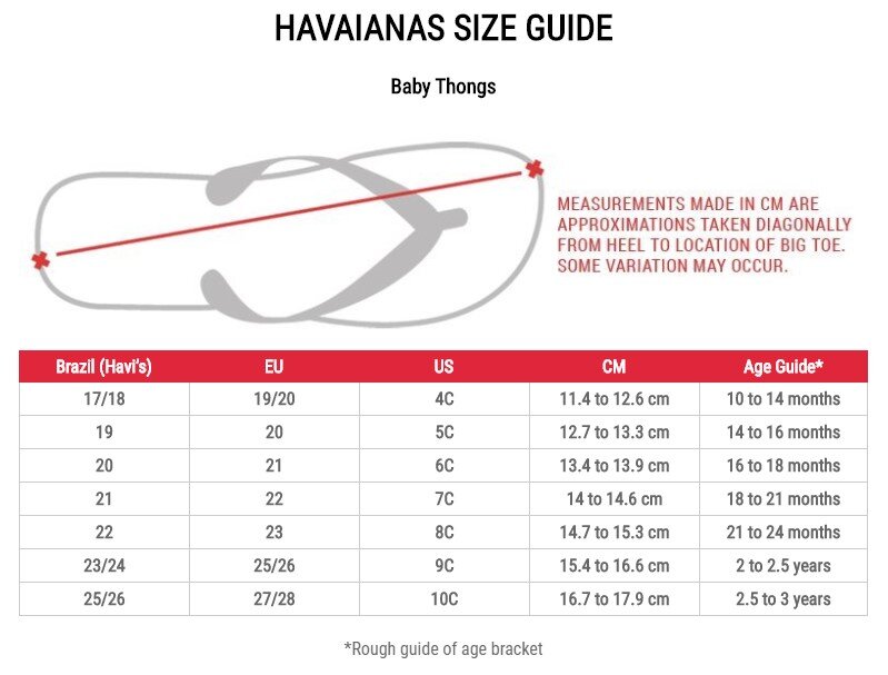 havaianas size chart baby