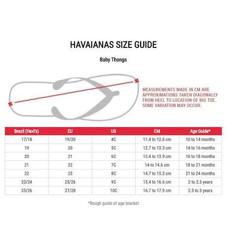 Havaianas baby size chart deals