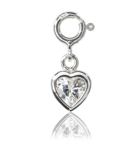 Sparkle Heart Charm - Silver