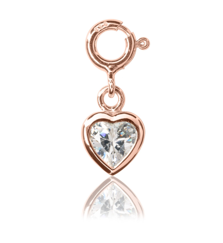 Sparkle Heart Charm - Rose Gold