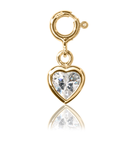 Sparkle Heart Charm - Yellow Gold