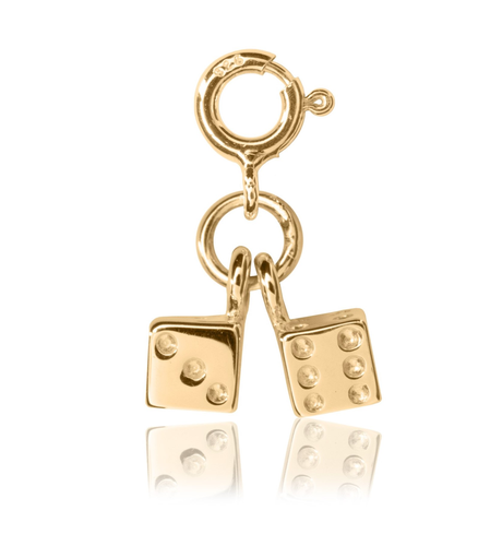 Twinning Dice Charm - Yellow Gold