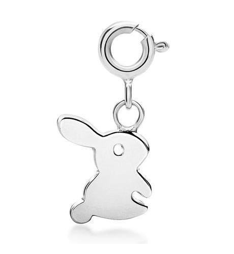 Fluffy Bunny Rabbit Charm - Silver