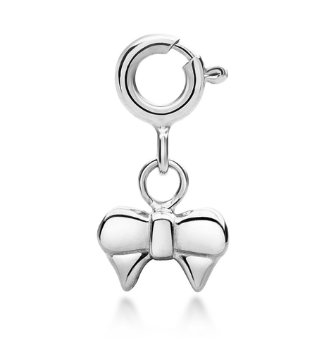 Ribbon Bow Charm - Silver