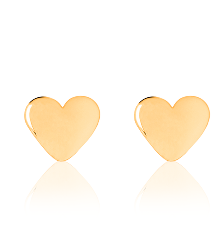 Shiny Baby Hearts Earrings - Yellow Gold