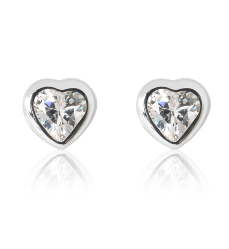 Sparkle Heart Earrings - Silver