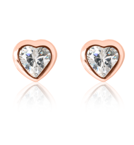Sparkle Heart Earrings - Rose Gold