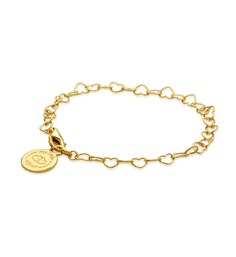 Chain of Hearts Charm Bracelet - Yellow Gold