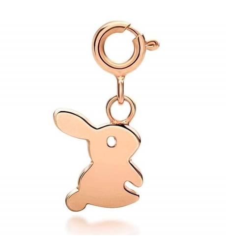 Fluffy Bunny Rabbit Charm - Rose Gold