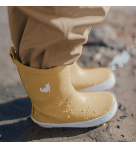 mustard rain boots