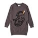 Minti Magical Seahorse Furry Crew Dress - Dark Grey