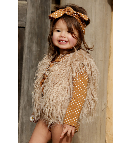 Kapow Shaggy Faux Fur Vest - Mushroom