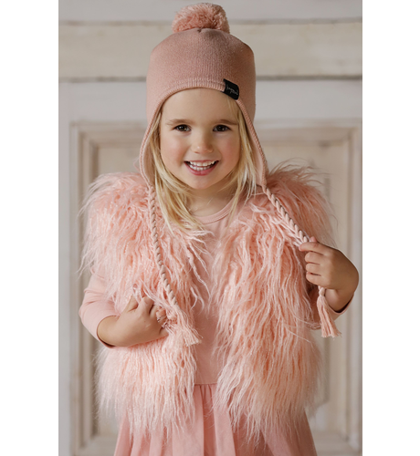 Kapow Shaggy Faux Fur Vest - Rose