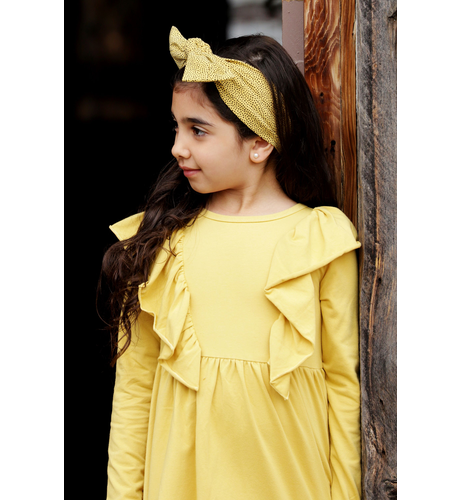Kapow Mustard Ruffle Waisted Dress