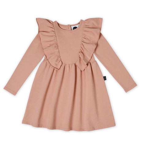 Kapow Dusty Rose Waisted Ruffle Dress