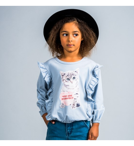 Rock Your Kid Kitten T-Shirt - Blue Grey