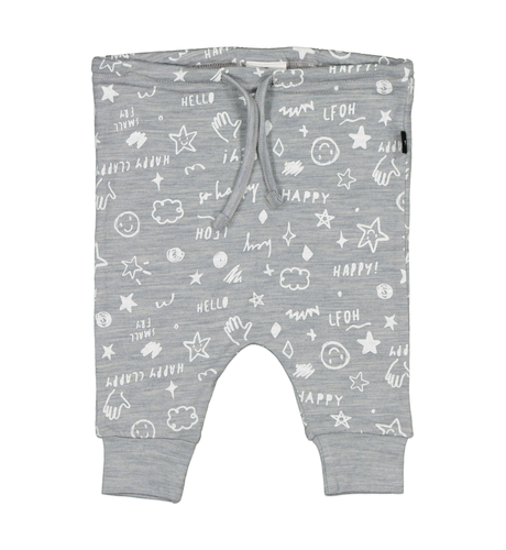 LFOH Asher Dropcrotch Pants - Grey Marle Scribble